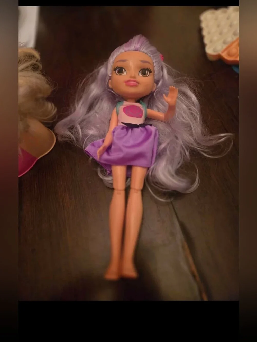 Girls Purple Hair Fashion Doll with Lavender Outfit